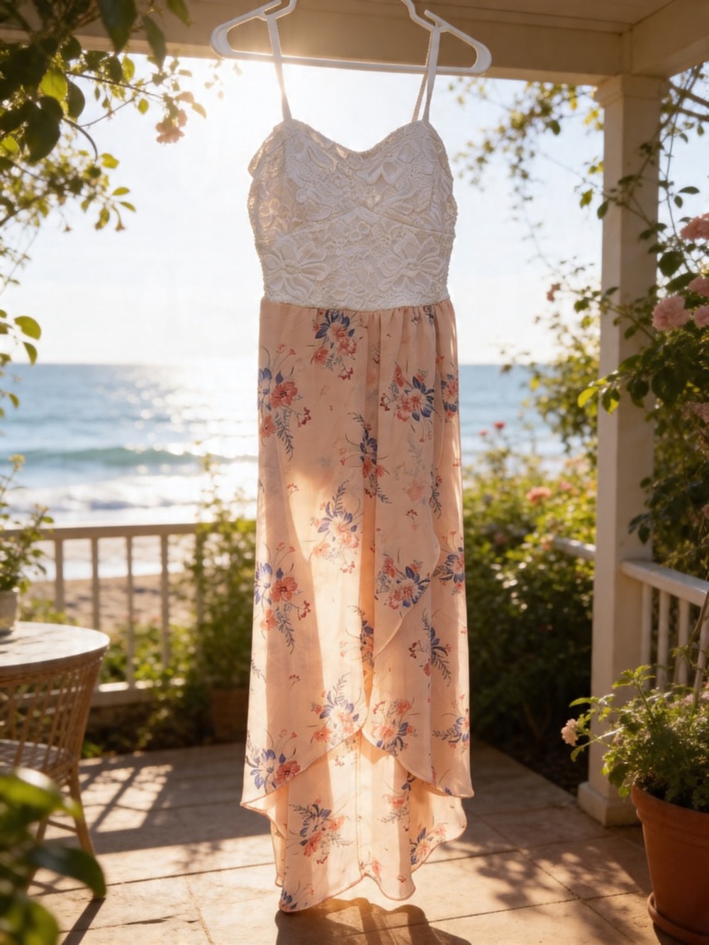 Lily Rose White Lace-Trim Dress